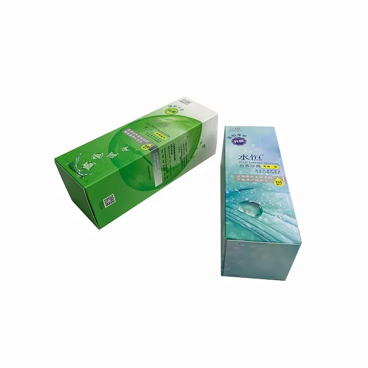 Custom cheap contact lens fluid packaging white card paper box