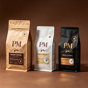 ผู้ผลิตถุงกาแฟกระดาษคราฟท์ย่อยสลายได้แบบกำหนดเอง ถุงแบบตั้งได้ บรรจุภัณฑ์แบบมีซับใน PLA พิมพ์สี สำหรับบรรจุเมล็ดกาแฟ - Product Image 1
