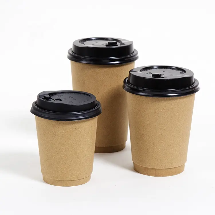 Zhiguloaméliorée — tasse à café jetable en papier kraft, gobelet en papier kraft à double paroi, 8oz 14oz 12oz 16oz 22oz