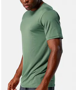 थोक खेलों पुरुषों की जल्दी शुष्क टी शर्ट संपीड़न शर्ट 100% पॉलिएस्टर एथलेटिक कसरत खेल जिम फिटनेस टी शर्ट