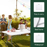 6FT facile à nettoyer centre étanche à l'humidité Portable Rectangle blanc HDPE en plastique événement de fête en plein air pliant en deux longue Table