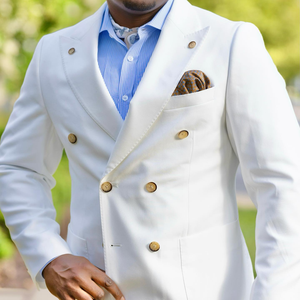 Trajes de <span class=keywords><strong>hombre</strong></span> informales blancos nuevos a medida para <span class=keywords><strong>hombre</strong></span>, <span class=keywords><strong>Terno</strong></span> Masculino esmoquin personalizado, trajes de negocios para <span class=keywords><strong>hombre</strong></span>, dos piezas (chaqueta + pantalones) - Product Image 3