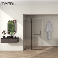 Cabine de douche moderne sur mesure en verre trempé avec charnières, cadre en acier inoxydable, sans cadre
