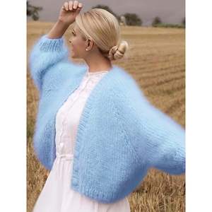 Fuzzy <b>Bolero</b> <b>Cardigan</b> Light Purple Women's Knit Sweater Outerwear - Product Image 1