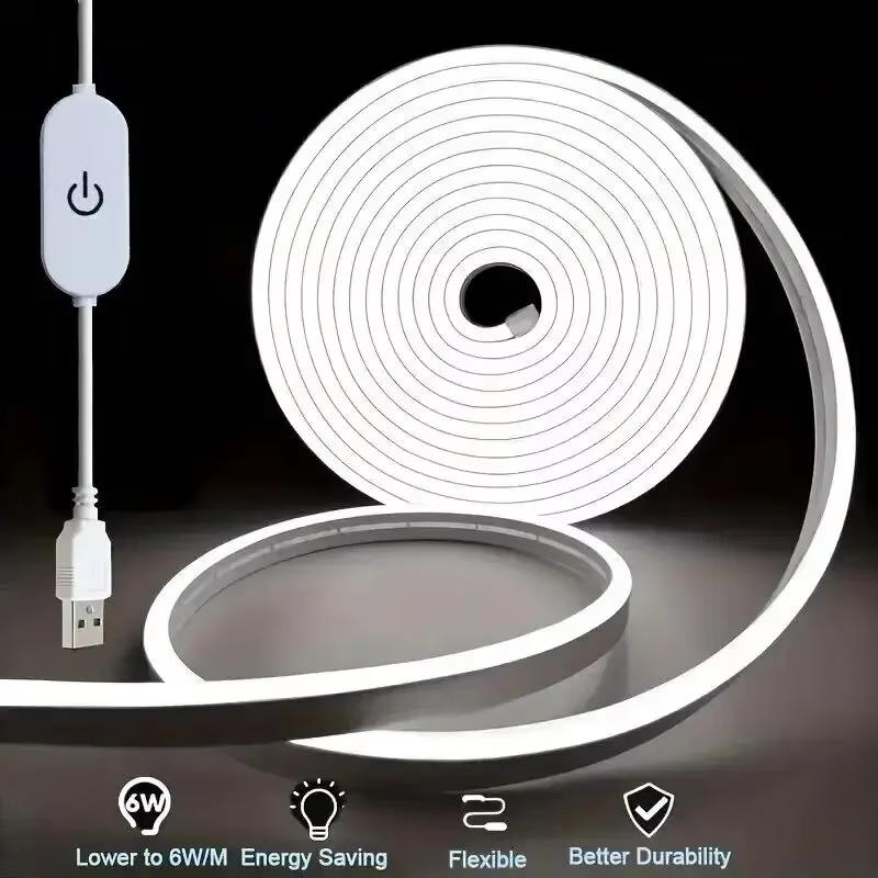 LED Touch Sensor Light Strip Dimmable Waterproof Flexible 1M 5V Neon Light USB for Room Bedroom Living Room Decor