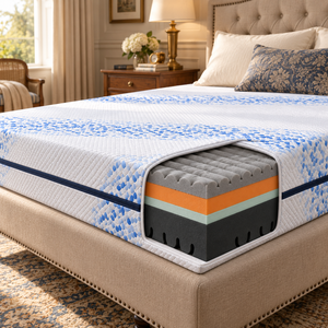 Surmatelas graphite mémoire respirant rafraîchissant mousse <span class=keywords><strong>polyuréthane</strong></span>, 4 couches, <span class=keywords><strong>housse</strong></span> à glissière pour maison et hôtels - Product Image 2