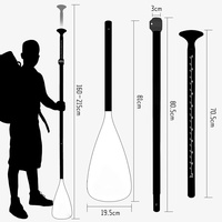 Pagaie de SUP en alliage d'aluminium à 3 sections avec logo personnalisé, système de verrouillage rapide et manche réglable pour planche de paddle et équipement de surf