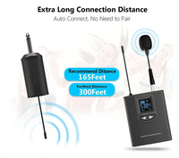 Microphone sans fil dynamique UHF 3-en-1-Casque/revers/poche 25 canaux UHF portée 50M léger et portable