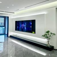 Mueble de TV Suspendido, Moderno y de Lujo, Mueble de Salón con Unidad de Pared, Vidrio Templado, Apto para Televisores de 65 Pulgadas, Diseño Ajustable para Hoteles y Apartamentos