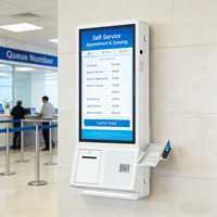 Kiosque en libre-service pour l'enregistrement et le départ à l'hôpital, système de paiement en supermarché avec lecteur de code QR et imprimante thermique