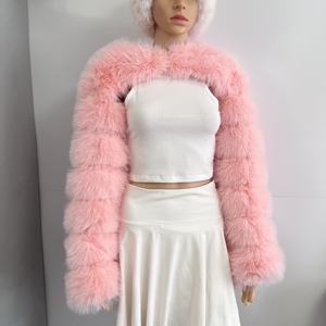 Giacca Invernale da Donna Calda <span class=keywords><strong>Cappotto</strong></span> in Pelliccia Sintetica Sciarpa a Scialle Patchwork Misto Maniche Lunghe Pullover Sexy da Festa Abbigliamento Corto - Product Image 4