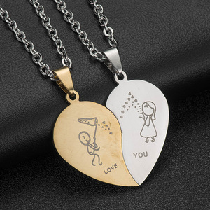 Xintong Factory Love Cat Collar de acero inoxidable Love Cat Pareja Amor Colgante Chapado en oro Accesorios de joyería de acero inoxidable - Product Image 4