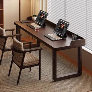 Escritorio doble de madera maciza con deflector duradero, escritorio eléctrico de tira larga, mesita de noche minimalista <span class=keywords><strong>para</strong></span> <span class=keywords><strong>estudio</strong></span> en el hogar con función de almacenamiento - Product Image 1