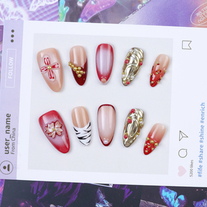 3D tallado flor hecho a mano acrílico prensa en las <span class=keywords><strong>uñas</strong></span> de alta calidad cubierta completa <span class=keywords><strong>uñas</strong></span> postizas <span class=keywords><strong>uñas</strong></span> artificiales <span class=keywords><strong>con</strong></span> logotipo personalizado - Product Image 1