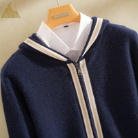 Cardigan classique en cachemire épais à fermeture éclair, tricoté jacquard 2x2, avec capuche, chaud et de qualité supérieure