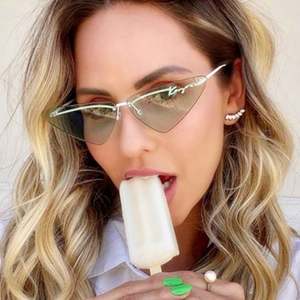 Lunettes de soleil pour femmes, nouvelle mode 2021, monture en alliage rose bleu, UV400, sans monture, œil de chat - Product Image 4