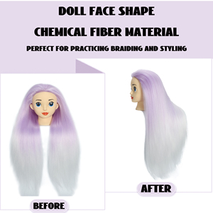 La testa dell'insegnamento della parrucca è realizzata in materiale di seta ad alta temperatura, con una forma del viso carina e capelli Super lunghi da 24 pollici - Product Image 6