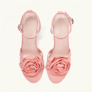 صنادل نسائية مثيرة باللون الوردي بكعب عالٍ 9 سم، مفتوحة من الأمام، كعب رفيع، إغلاق بحزام أمامي/خلفي، مقدمة مستديرة، موضة صيفية للخارج - Product Image 3