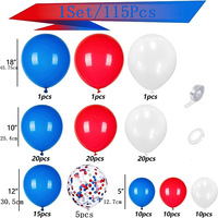 115 pièces ensemble de ballons en Latex rouge blanc bleu 5 10 12 18 pouces guirlande et kit d'arc pour l'obtention du diplôme Halloween fête des mères