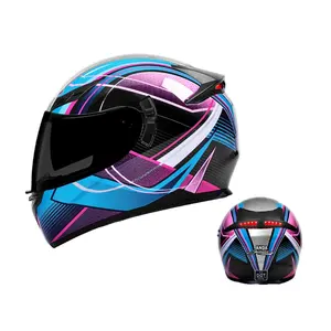 Yüksek kalite OEM ODM özelleştirilmiş motosiklet kask tam çift Lens anti-sis dahili 500 MA ile LED arka lambası su geçirmez kask