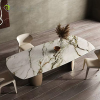 Ensemble complet de luxe minimaliste table à manger avec dessus en ardoise 4 6 8 10 chaises table à manger et chaises