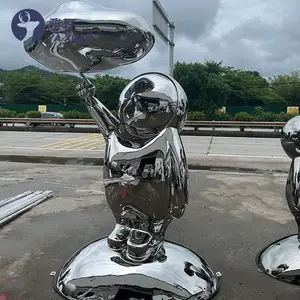 Customized Modern Cartoon Garden Decoration Metal Abstract Cloud Man Stainless Steel Sculpture