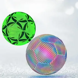 Pallone da calcio riflettente fluorescente olografico con pallone da calcio incandescente in PU sintetico all'ingrosso