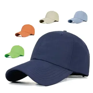 Kişiselleştirilmiş özelleştirme yapılandırılmamış naylon hızlı kuru su geçirmez beyzbol şapkası baba şapka 6 Panel yama logosu beyzbol şapkası
