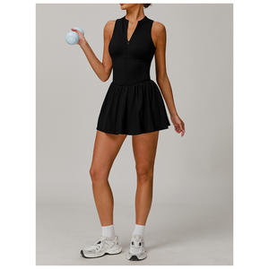 Nylon Spandex Nude Gevoel Rits Tennisrok Buikcontrole 2 In 1 Tennisjurk Met Zak - Product Image 6