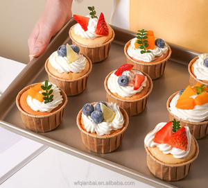 Fabricante OEM: Moldes para pasteles con borde enrollado antiadherentes aptos para uso alimentario, vasos <span class=keywords><strong>de</strong></span> papel antigrasa para muffins, revestimientos para hornear con borde rizado, compra a granel - Product Image 2
