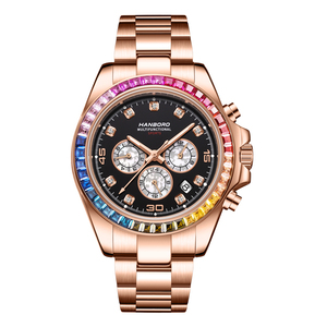 Nuovo Orologio Meccanico di Lusso da <span class=keywords><strong>Uomo</strong></span> in Acciaio Inossidabile con Diamanti Arcobaleno Luminosi, Impermeabile 5BAR, Movimento Automatico - Product Image 2