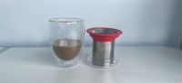 Mug à thé en verre borosilicate à double paroi de luxe fait à la main de 12 oz, ensemble thé et café de 12 oz avec infuseur à thé en acier inoxydable