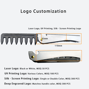 Pettine Pieghevole con Logo Personalizzato di Fabbrica, <span class=keywords><strong>Denti</strong></span> <span class=keywords><strong>Larghi</strong></span> e Grandi, Manico in Acciaio Inox, <span class=keywords><strong>Denti</strong></span> in Plastica PC, Pettine Richiudibile da Viaggio e Salone - Product Image 2