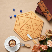 Ensemble de planche à fromage en bois en forme de dés D20 avec couteau, cadeau pour joueur de jeux de rôle, plateau de charcuterie pour soirée de jeux