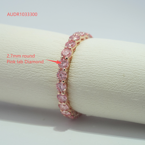 Bague en diamant Starsgem, bijoux fins, diamant synthétique, alliance de mariage, entièrement en or 10 carats, bande de diamants roses cultivés en laboratoire. - Product Image 3