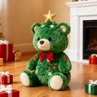 Ours en peluche de Noël, jouet en peluche, animal en polyester vert 20 cm, logo personnalisé, mascotte d'entreprise, cadeau de fête