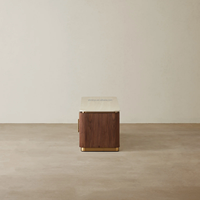 Meuble multimédia moderne de luxe pour salon, placage de noyer, unité de divertissement, finition travertin, plateau en pierre frittée, bois