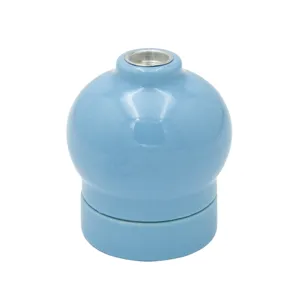 Classic Porcelain Blue Retro High-Quality E27 Lamp Holder In Apple Shape