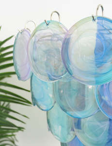 <span class=keywords><strong>Lustre</strong></span> moderne de luxe avec disques en verre bleu irisé, cadre métallique, style Art Déco, lampe suspendue à plusieurs niveaux pour salon et salle à manger - Product Image 5