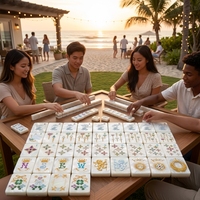Buntes Graviertes 160-Teiliges Amerikanisches Mahjong-Set Professionelle Westliche Mah-Jong-Steine Mahjong-Spiel für Gesellschaftsvereine