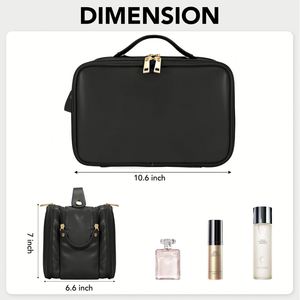 Ensemble de trousses de maquillage personnalisées avec initiales, ouverture à plat, trousse de toilette de voyage - Product Image 2