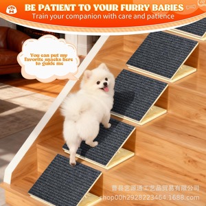 Rampe pour chien pour escaliers, cale d'escalier en bois réglable, rampe pliable pour chien d'intérieur avec support triangulaire et patins antidérapants pour animaux de compagnie - Product Image 5