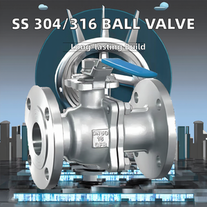 Válvula de Bola Manual de Acero Inoxidable 316, Estándar DIN DN25, 2 Piezas, Extremo con Brida, Pasante Completo, Clase 150, para Plantas de Tratamiento de Agua - Product Image 3
