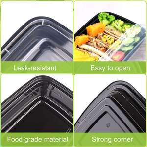 Boîtes repas carrées transparentes à prix d'usine, résistantes au congélateur et à l'humidité, pour salades, sandwichs et emballages de traiteur froid - Product Image 4