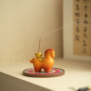 New <strong>Chinese</strong> Style Resin <strong>Incense</strong> <strong>Burner</strong> &amp; Holder Horse Design Wealth-Attracting Tea Ceremony Aromatherapy Home Ornament - Product Image 1
