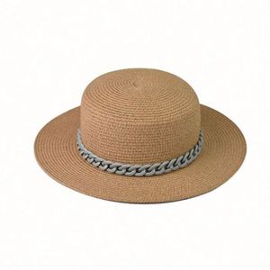 Outdoor Sun <b>Hat</b> Colorful Chain Large Brim <b>Flat</b> Cap Casual Fashion Hundred Straw <b>Hat</b> - Product Image 5