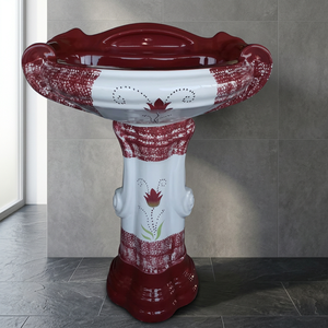 Modern Square Designer Ceramic Wash Basin With Full Pedestal Floor Standing Set For Mall Washrooms - Product Image 4