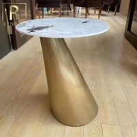 Meuble de salon moderne en acier inoxydable, métal, laiton, dessus rond en marbre, table d'appoint pour ordinateur portable, petites tables basses en marbre blanc