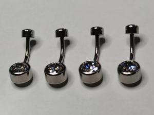 Venta al por mayor, anillo de ombligo con rosca interna personalizado, conjunto de bisel de titanio, doble gema, ombligo, curvas, Piercing, joyería para el cuerpo - Product Image 2