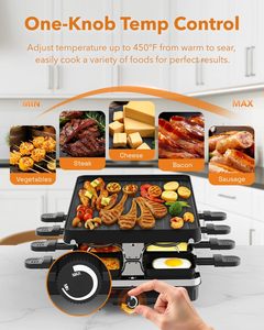 Gril de table électrique CE pour le marché européen, 8 plateaux, 2-en-1, barbecue coréen, plaque de cuisson antiadhésive, contrôle de température réglable, surface froide au toucher - Product Image 5